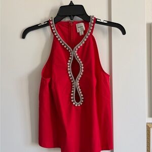 Maeve Red Embellished Halter Top